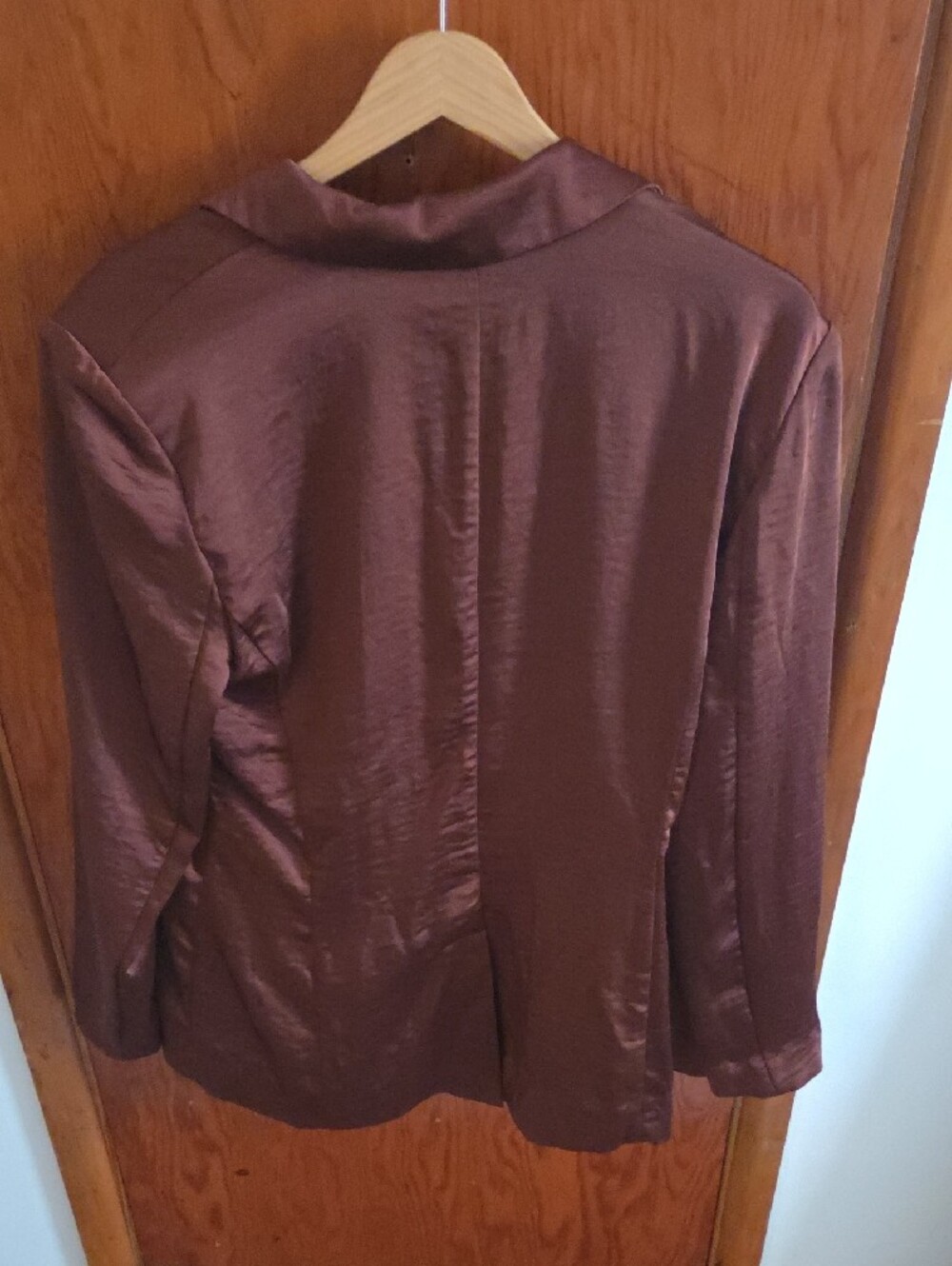 INC International Concepts Chocolate Brown Satin Open Blazer - Picture 5 of 5